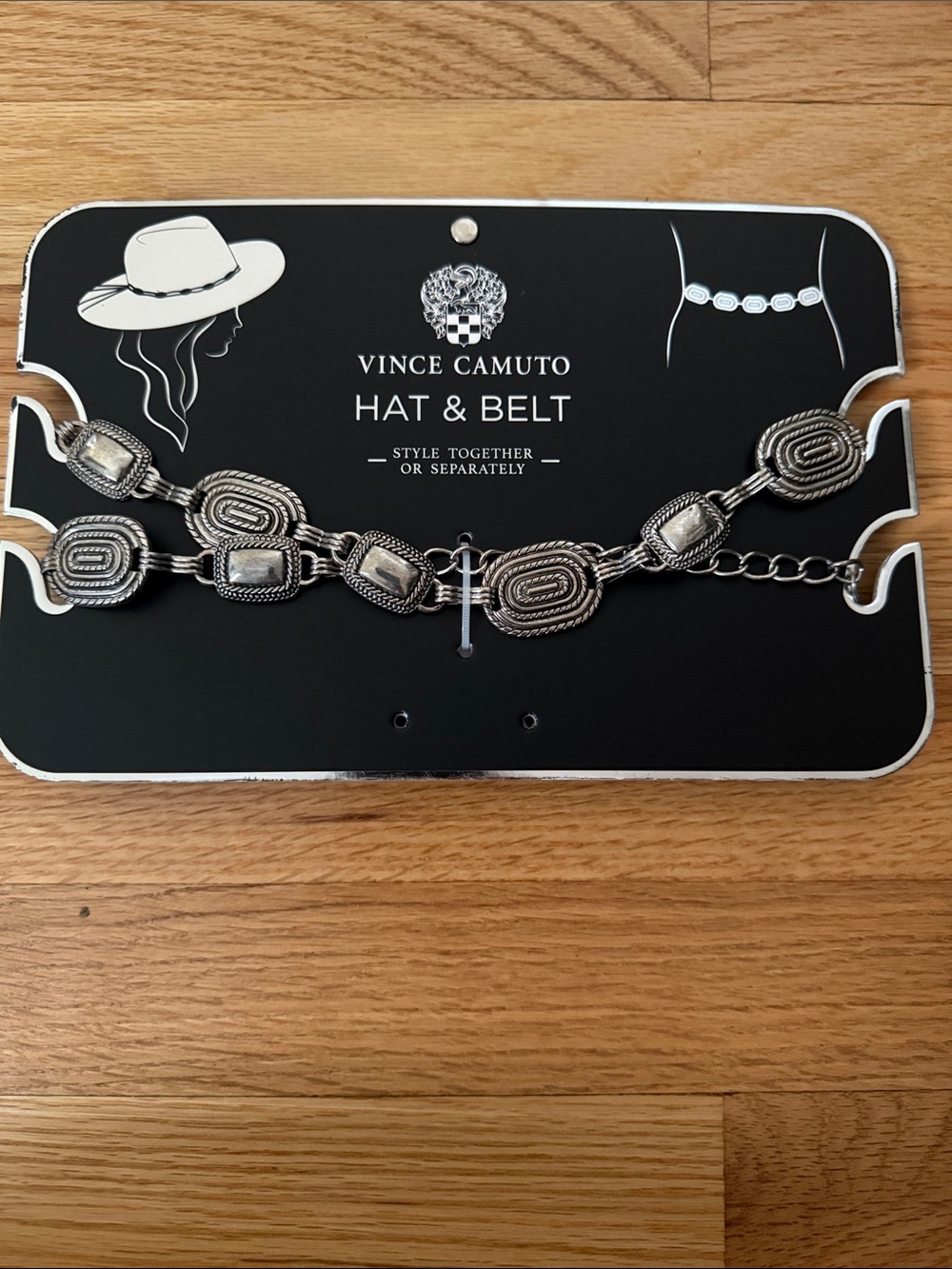 Vince Camuto Metallic Silver Beaded Link Belt